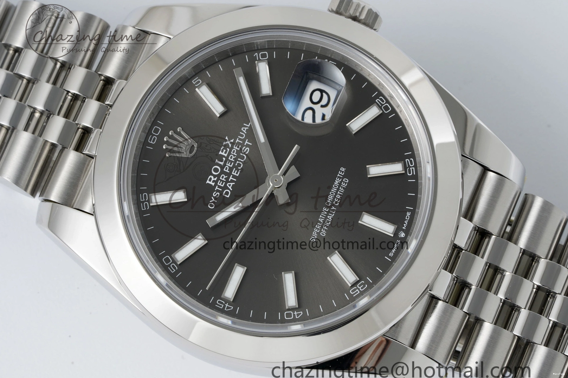 MiroTime 0503 OdorResistant DateJust 41 SS Polished Bezel KING 1:1 Best Edition 904L Steel Gray Stick Dial on Jubilee Bracelet VR 2207